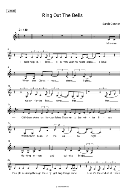 Ноты, аккорды Sarah Connor - Ring Out The Bells