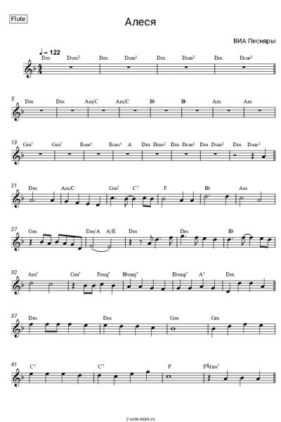 Ноты, аккорды Песняры - Алеся (Олеся)