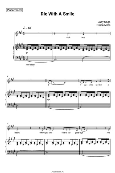 Ноты, аккорды Lady Gaga, Bruno Mars - Die With A Smile