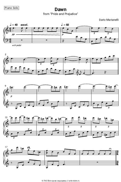 undefined Dario Marianelli - Dawn (from Pride and Prejudice)