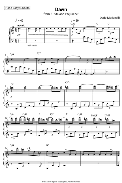undefined Dario Marianelli - Dawn (from Pride and Prejudice)