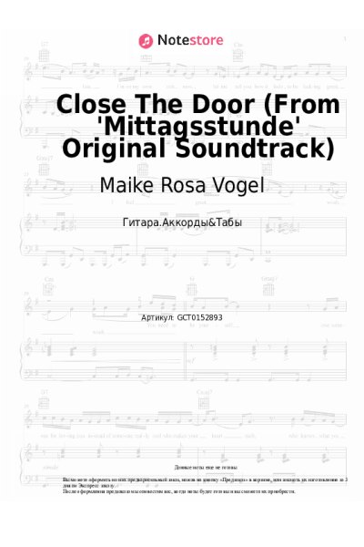Ноты, аккорды Maike Rosa Vogel - Close The Door (From 'Mittagsstunde' Original Soundtrack)