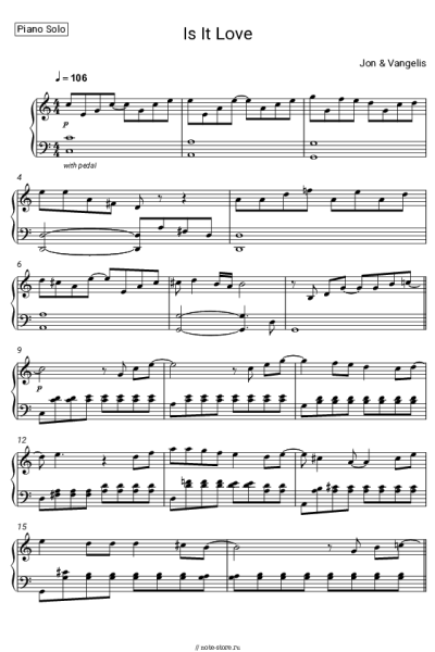 Ноты, аккорды Jon & Vangelis - Is it love