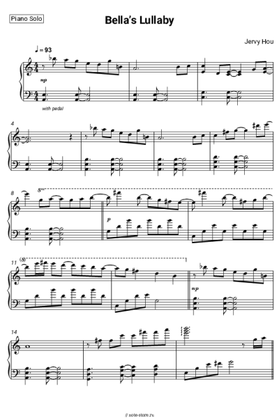 Ноты, аккорды Jervy Hou - Bella’s Lullaby