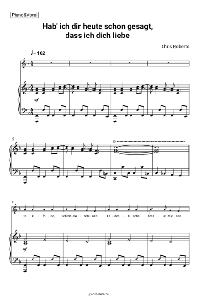 Ноты, аккорды Chris Roberts - Hab' Ich Dir Heute Schon Gesagt, Dass Ich Dich Liebe