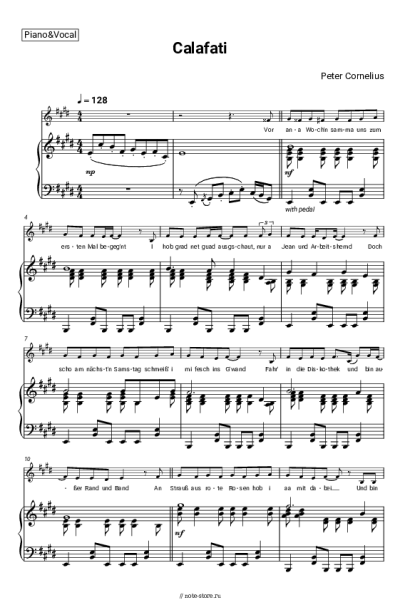 Ноты, аккорды Peter Cornelius - Calafati