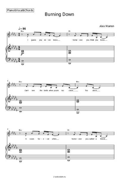 Ноты, аккорды Alex Warren - Burning Down