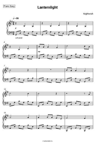Ноты, аккорды Nightwish - Lanternlight