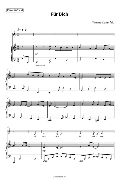 Ноты, аккорды Yvonne Catterfeld - Für Dich