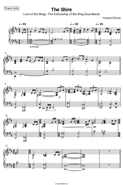 Ноты, аккорды Howard Shore - The Shire (Lord of the Rings: The Fellowship of the Ring Soundtrack)