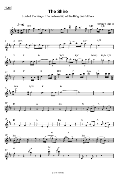 Ноты, аккорды Howard Shore - The Shire (Lord of the Rings: The Fellowship of the Ring Soundtrack)