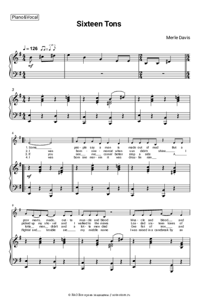Ноты, аккорды Merle Travis - Sixteen Tons