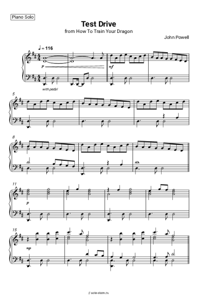 Ноты, аккорды John Powell - Test Drive (From 'How To Train Your Dragon')