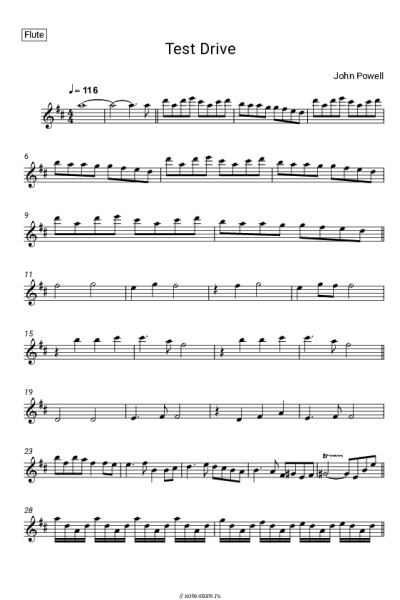 Ноты, аккорды John Powell - Test Drive (From 'How To Train Your Dragon')