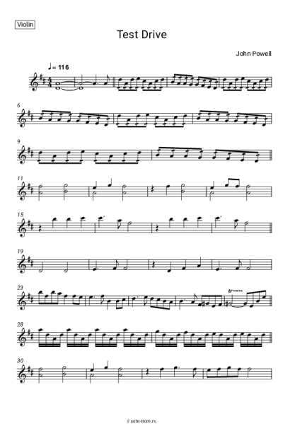 Ноты, аккорды John Powell - Test Drive (From 'How To Train Your Dragon')