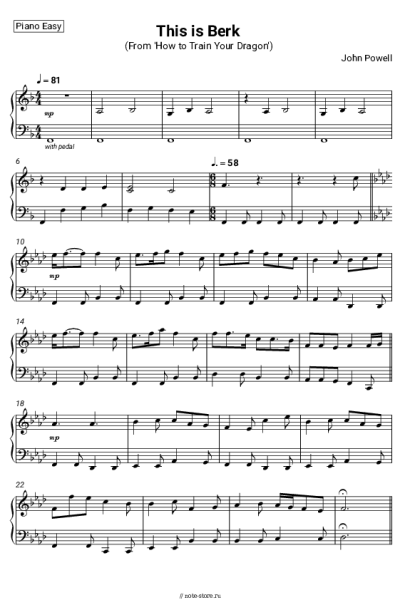 Ноты, аккорды John Powell - This is Berk (From 'How to Train Your Dragon')