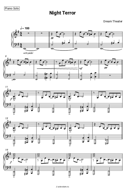 Ноты, аккорды Dream Theater - Night Terror