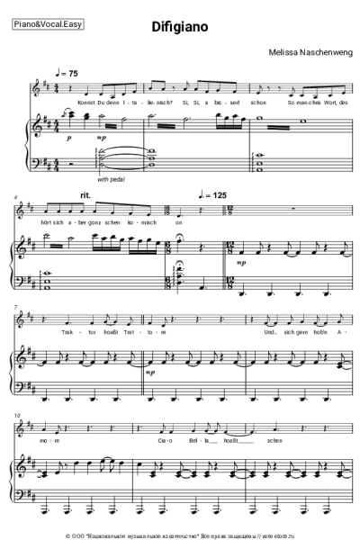 Ноты, аккорды Melissa Naschenweng - Difigiano