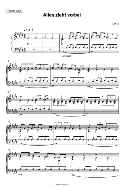 Ноты, аккорды LOTTE - Alles zieht vorbei