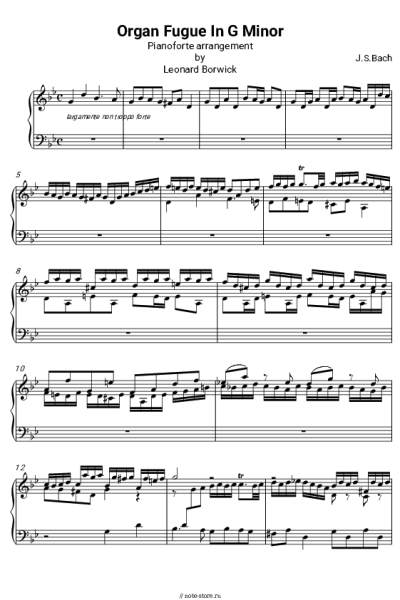 Ноты, аккорды Иоганн Себастьян Бах - Fugue in G Minor, BWV 578 (Little Fugue)
