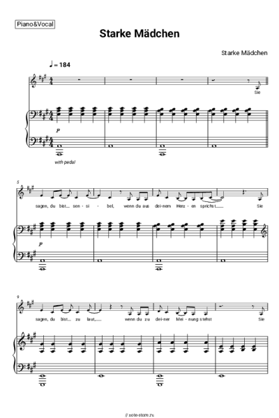 Ноты, аккорды Sarah Engels - Starke Mädchen