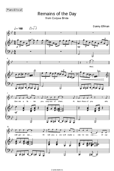 Ноты, аккорды Danny Elfman - Remains of the Day (from Corpse Bride)