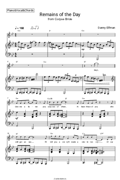 Ноты, аккорды Danny Elfman - Remains of the Day (from Corpse Bride)