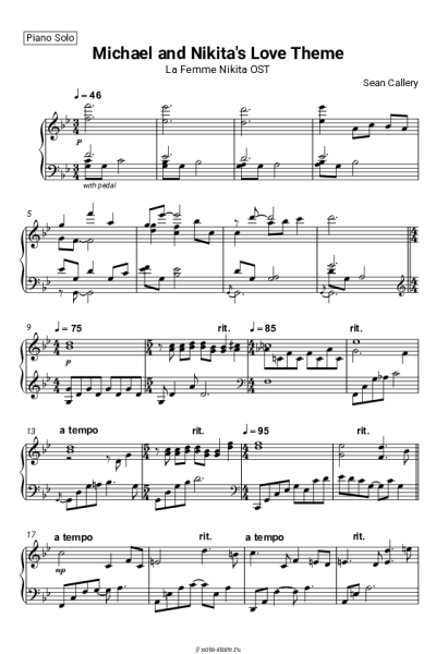 Ноты, аккорды Sean Callery - Michael and Nikita's Love Theme (La Femme Nikita OST)