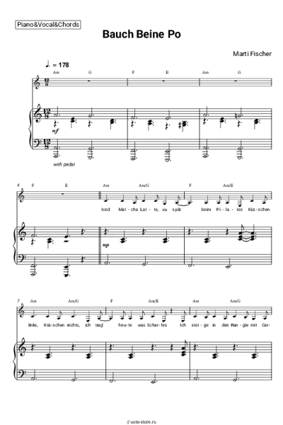 Ноты, аккорды Marti Fischer - Bauch Beine Po