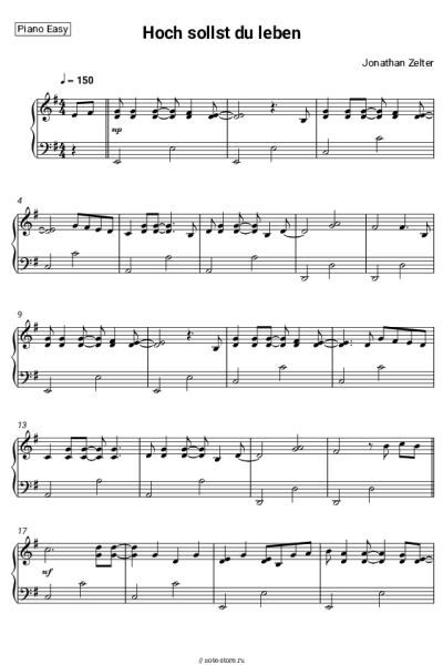 Ноты, аккорды Jonathan Zelter - Hoch sollst du leben