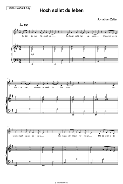 Ноты, аккорды Jonathan Zelter - Hoch sollst du leben