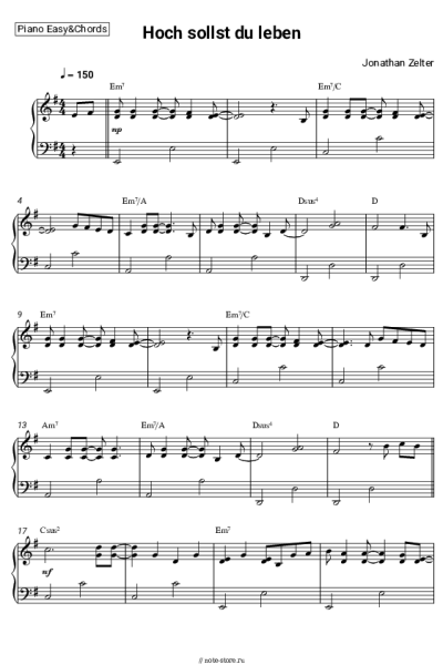 Ноты, аккорды Jonathan Zelter - Hoch sollst du leben
