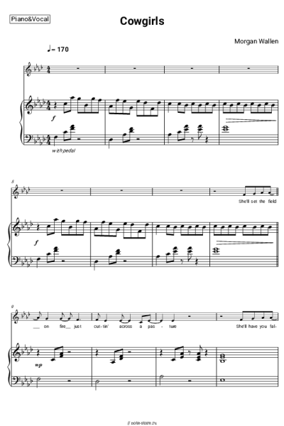 Ноты, аккорды Morgan Wallen, ERNEST - Cowgirls
