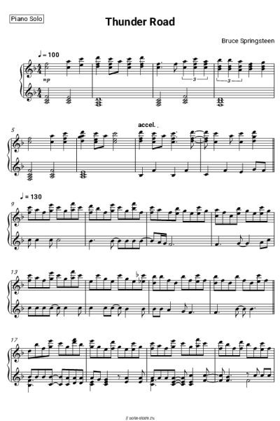 Ноты, аккорды Bruce Springsteen - Thunder Road