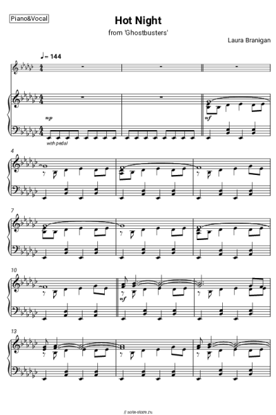 Ноты, аккорды Laura Branigan - Hot Night (from 'Ghostbusters')