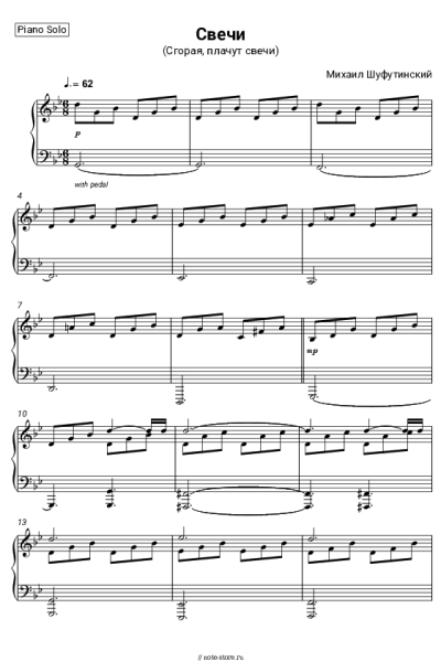 Ноты, аккорды Михаил Шуфутинский - Свечи (Сгорая, плачут свечи)