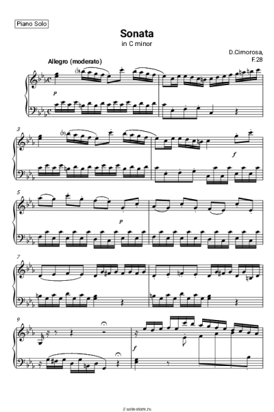 Ноты, аккорды Доменико Чимароза - Sonata in C minor C.28