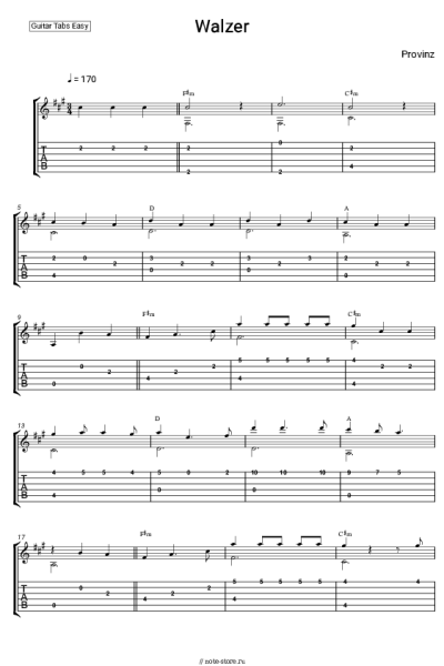 Ноты, аккорды Provinz - Walzer