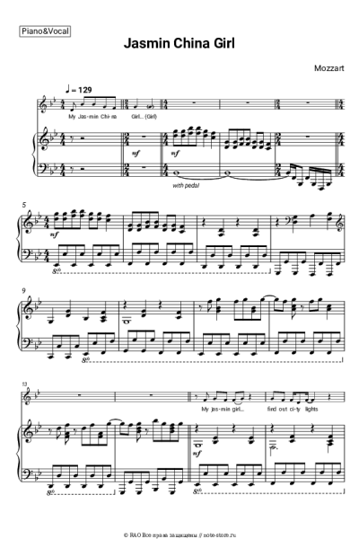 Ноты, аккорды Mozzart - Jasmin China Girl