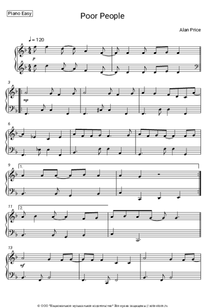 Ноты, аккорды Alan Price - Poor People