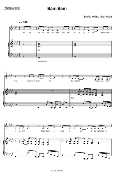 Ноты, аккорды Misha Miller, Alex Velea - Bam Bam