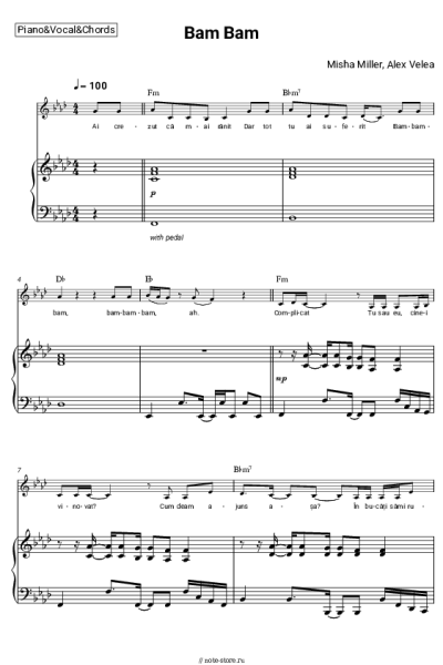 Ноты, аккорды Misha Miller, Alex Velea - Bam Bam