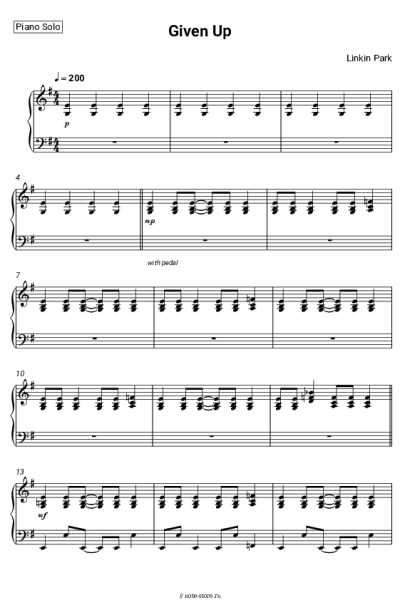 Ноты, аккорды Linkin Park - Given Up