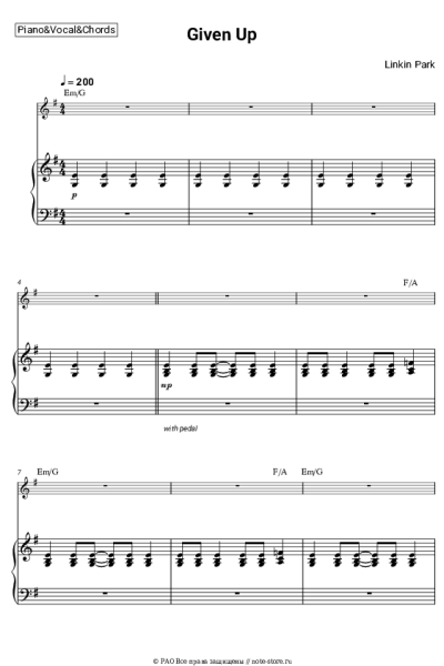 Ноты, аккорды Linkin Park - Given Up