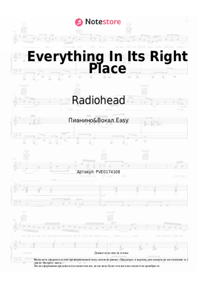 Ноты, аккорды Radiohead - Everything In Its Right Place