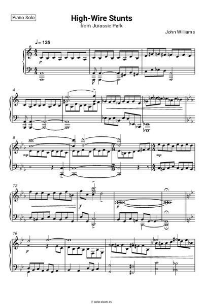 Ноты, аккорды John Williams - High-Wire Stunts (From 'Jurassic Park')