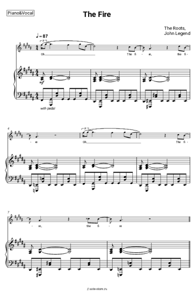 Ноты, аккорды John Legend, The Roots - The Fire