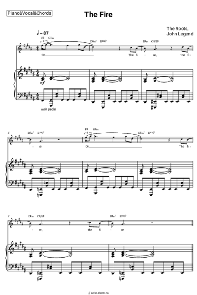 Ноты, аккорды John Legend, The Roots - The Fire