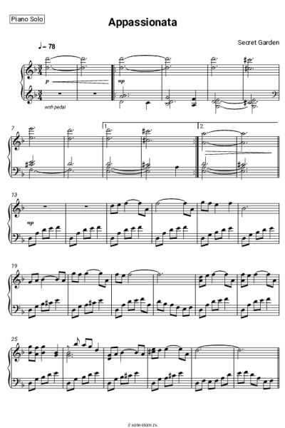 Ноты, аккорды Secret Garden - Appassionata