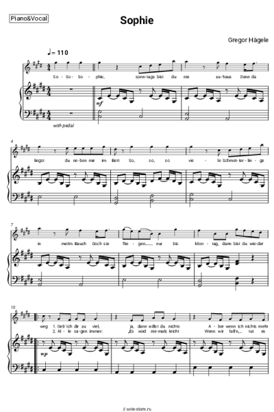 Ноты, аккорды Gregor Hägele - Sophie